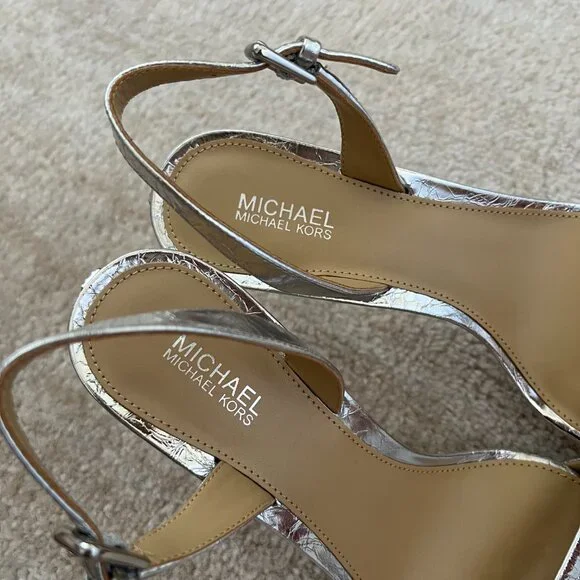 Michael Kors Silver Slingback Heels - Picture 5 of 8